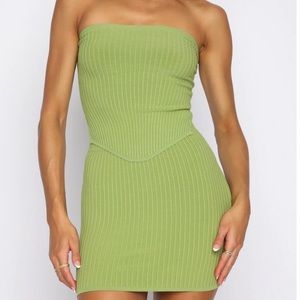 White Fox Boutique Fair and Square Knit Top, Slow Jams Knitted Mini Skirt Set